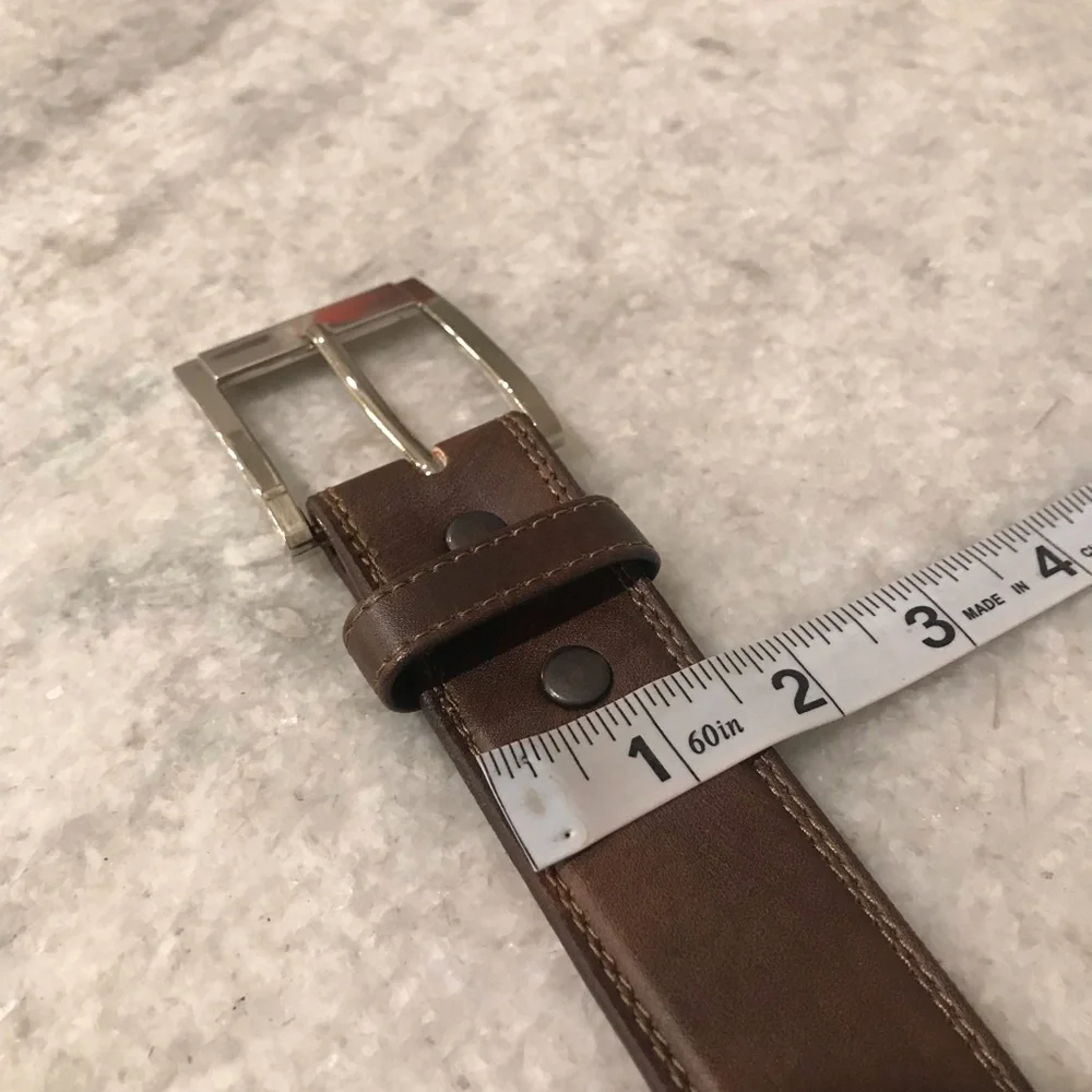 Du Cuir Belt Mens 38 Brown Leather Classic Business Formal Professional Festival